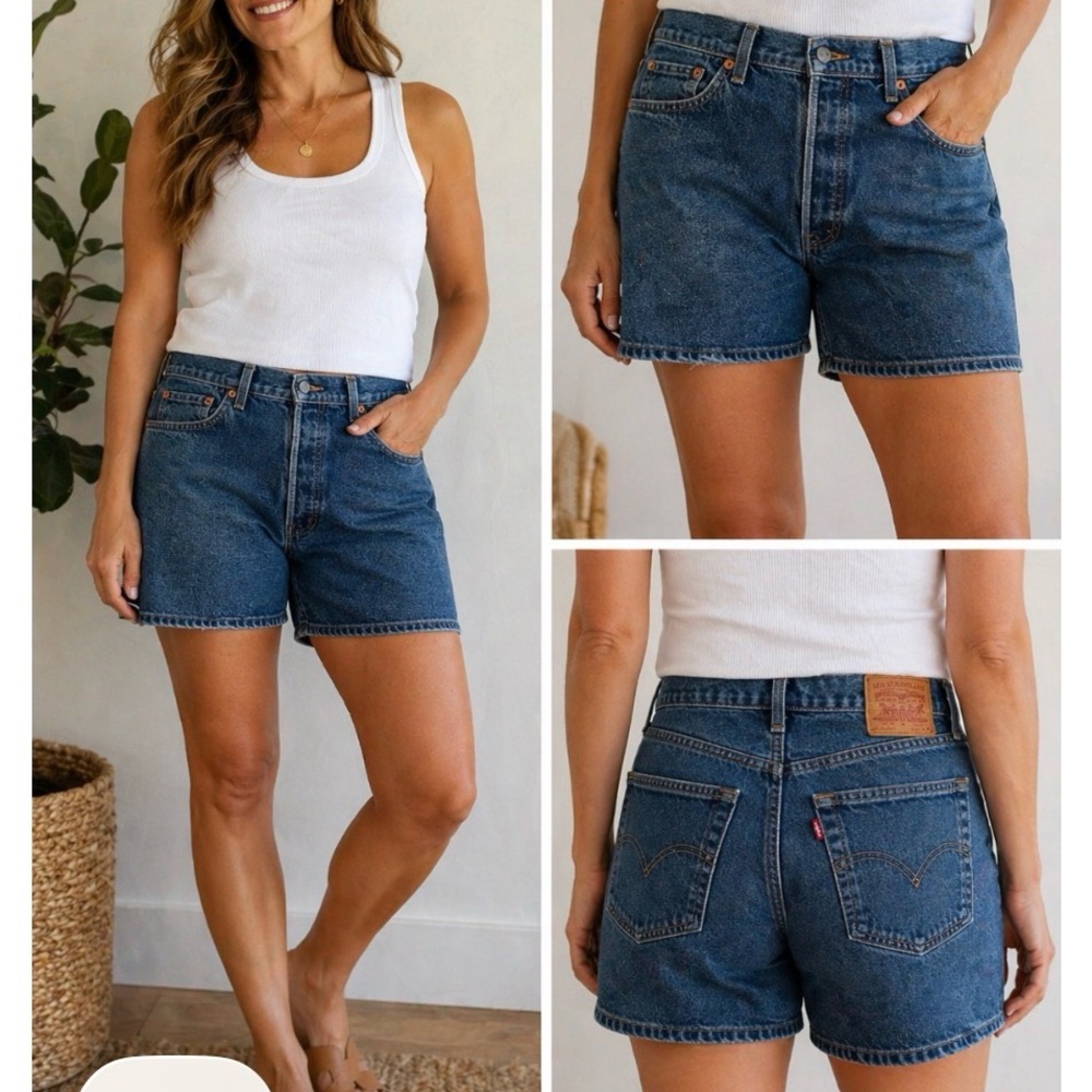 Levi's Dark Blue High-Rise Denim Shorts